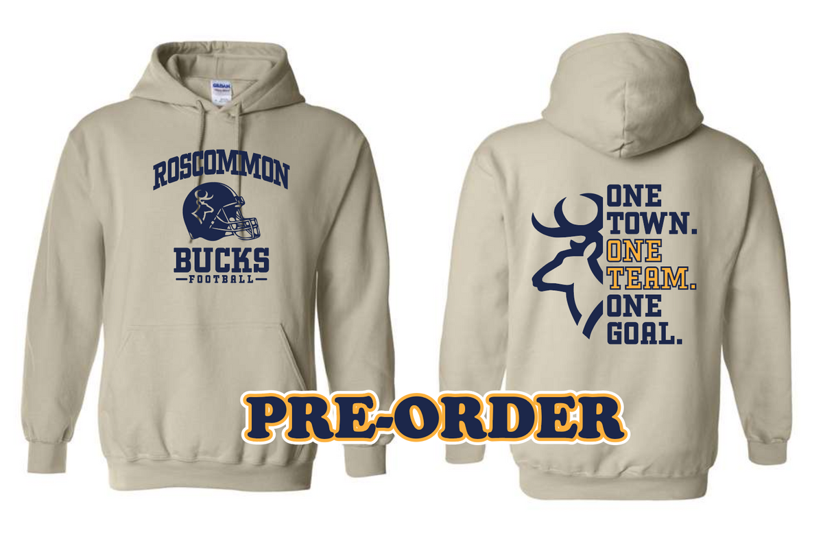 ROSCO FOOTBALL - PRE ORDER - HOODED FLEECE TEE SHIRT - SAND