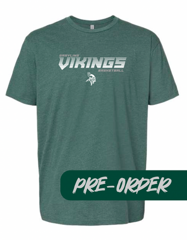 Grayling Boys Basketball - PRESALE - Cotton blend tee -  Heather Forest - DESIGN 2