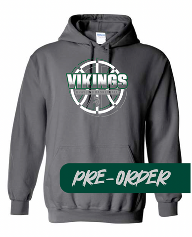 Grayling Boys Basketball - PRESALE - Cotton Hooded Fleece -  Dark gray - DESIGN 1