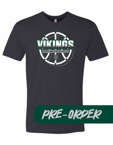 Grayling Boys Basketball - PRESALE - Cotton blend tee -  Black - DESIGN 1