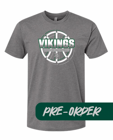 Grayling Boys Basketball - PRESALE - Cotton blend tee -  Heather Charcoal - DESIGN 1