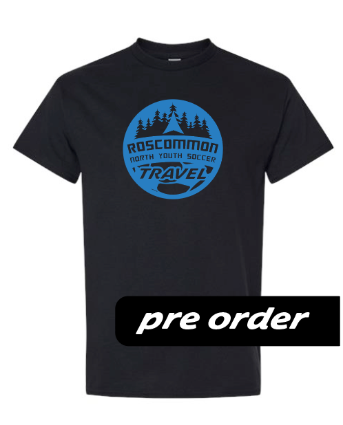 RNYSA - Travel League - PRE-ORDER - Black tee w/ Royal blue logo