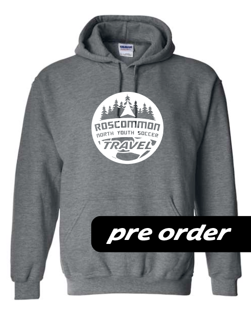 RNYSA - Travel League - PRE-ORDER - Dark Gray Heather Hooded Fleece w/ Metallic white logo