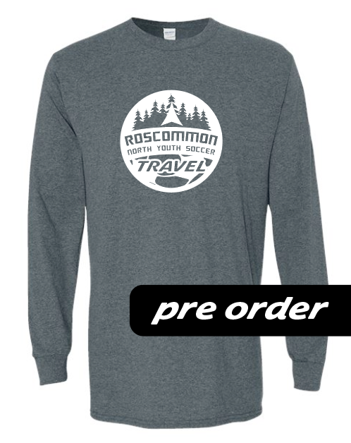 RNYSA - Travel League - PRE-ORDER - dark heather gray long sleeve tee w/ white logo