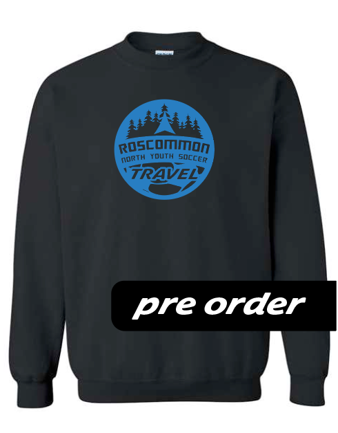 RNYSA - Travel League - PRE-ORDER - Black crewneck fleece w/ royal blue logo