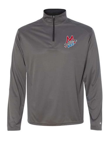 MACC - PRE-ORDER - Badger Polyester 1/4 zip tee shirt weight - Charcoal (unisex)