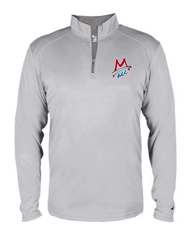 MACC - PRE-ORDER - Badger Polyester 1/4 zip tee shirt weight - Silver (unisex)
