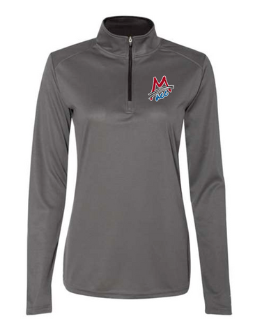 MACC - PRE-ORDER - Badger Polyester 1/4 zip tee shirt weight - Charcoal (LADIES)