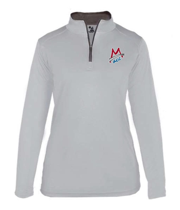 MACC - PRE-ORDER - Badger Polyester 1/4 zip tee shirt weight - Silver (LADIES)