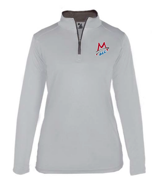 MACC - PRE-ORDER - Badger Polyester 1/4 zip tee shirt weight - Silver (LADIES)