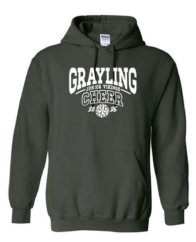 GRAYLING JUNIOR VIKINGS - CHEER -  HOODED FLEECE - FOREST GREEN