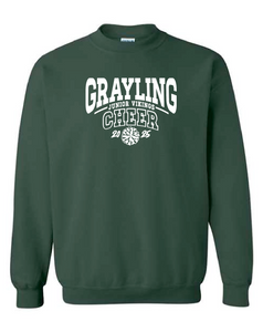 GRAYLING JUNIOR VIKINGS -CHEER -  CREWNECK FLEECE - FOREST GREEN