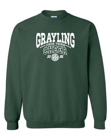 GRAYLING JUNIOR VIKINGS -CHEER -  CREWNECK FLEECE - FOREST GREEN