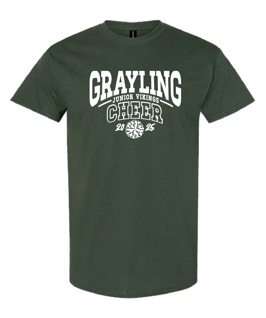GRAYLING JUNIOR VIKINGS - CHEER - TEE SHIRT - FOREST GREEN