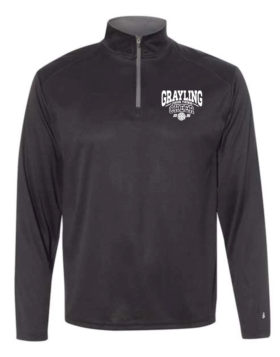 GRAYLING JUNIOR VIKINGS - CHEER - POLY 1/4 ZIP - BLACK