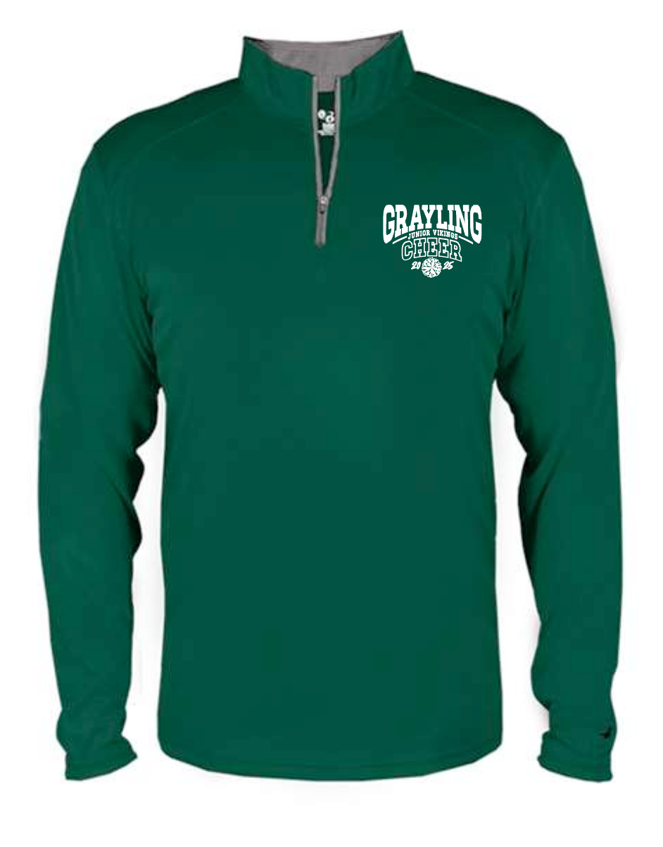 GRAYLING JUNIOR VIKINGS - CHEER - POLY 1/4 ZIP - FOREST GREEN