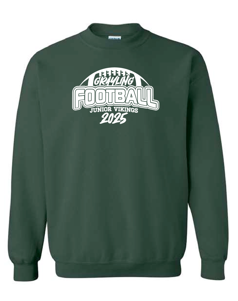 GRAYLING JUNIOR VIKINGS - FOOTBALL -  CREWNECK FLEECE - FOREST GREEN