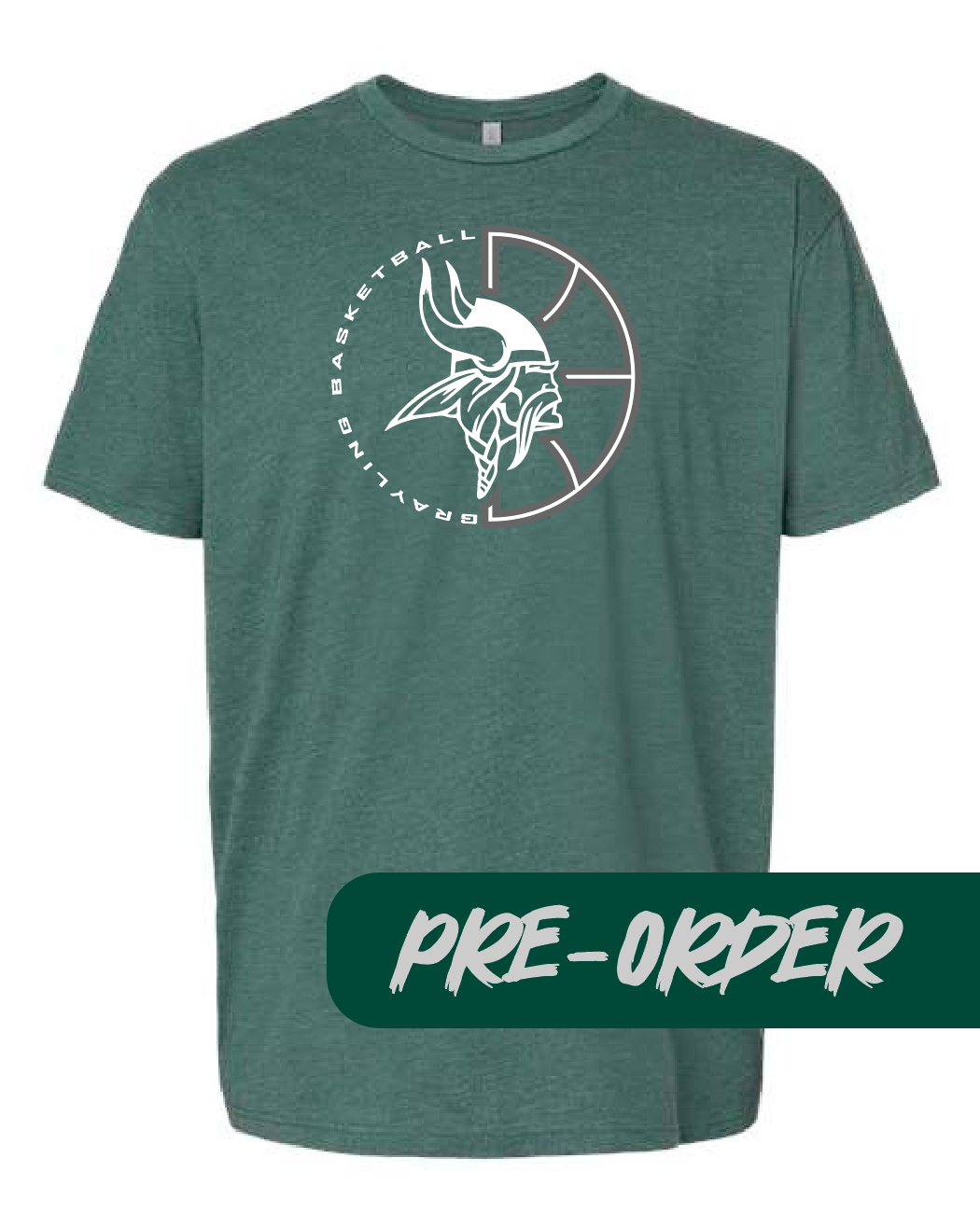 Grayling Boys Basketball - PRESALE - Cotton blend tee -  Heather Forest - DESIGN 1