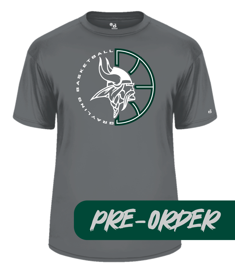 Grayling Boys Basketball - PRESALE - Polyester wicking tee -  Gray - DESIGN 1