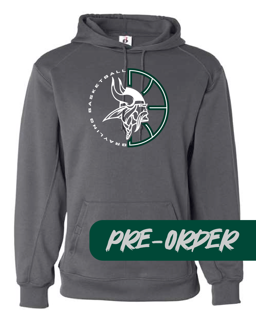 Grayling Boys Basketball - PRESALE - Polyester Hooded Fleece -  Gray - Design 1