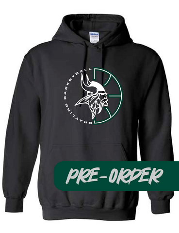 Grayling Boys Basketball - PRESALE - Cotton Hooded Fleece -  Black - Design 1
