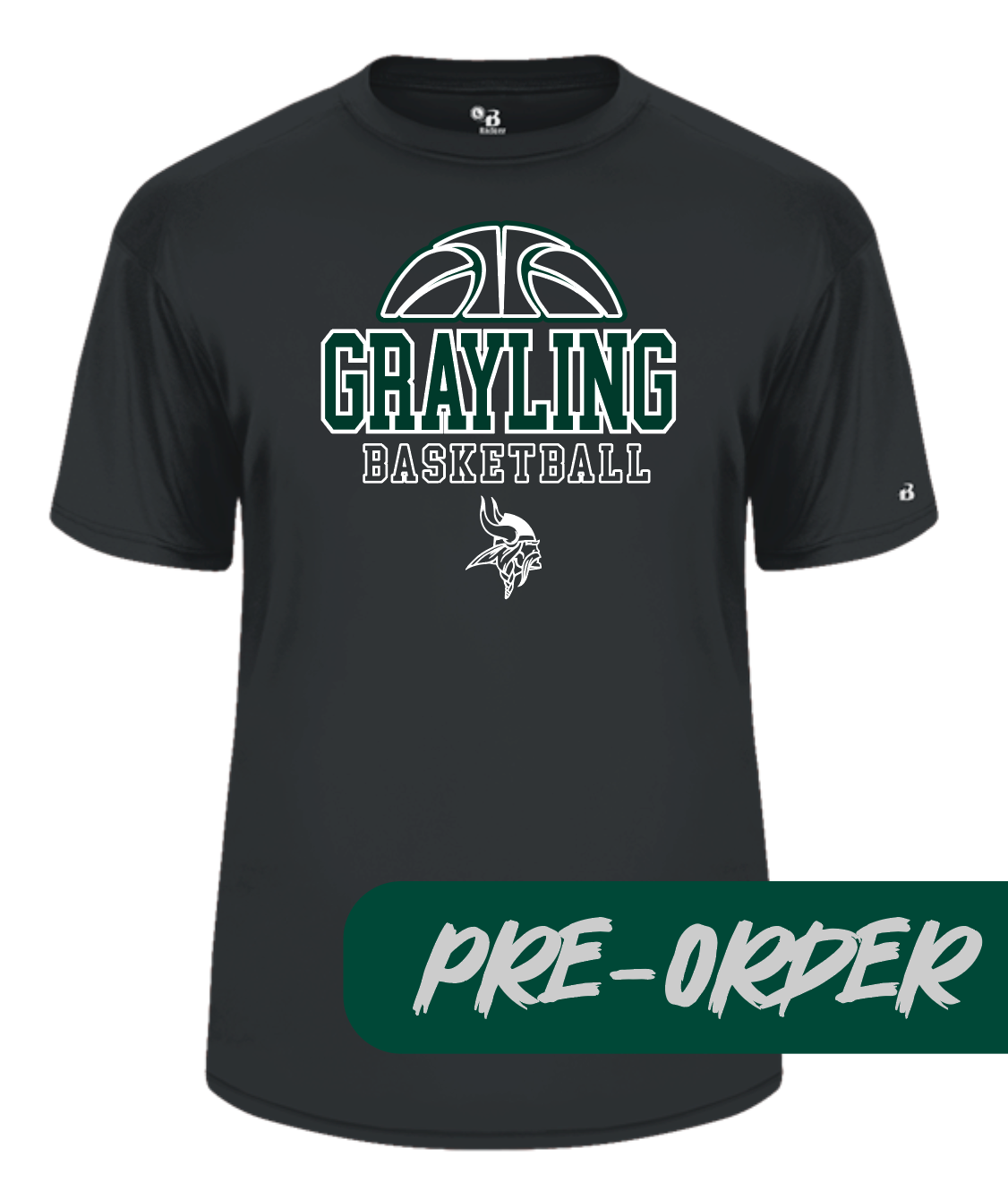 Grayling Boys Basketball - PRESALE - Polyester wicking tee -  Black - DESIGN 2