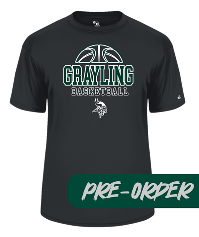 Grayling Boys Basketball - PRESALE - Polyester wicking tee -  Black - DESIGN 2