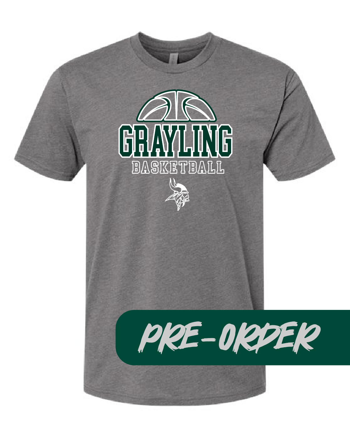 Grayling Boys Basketball - PRESALE - Cotton blend tee -  Heather Charcoal - DESIGN 2
