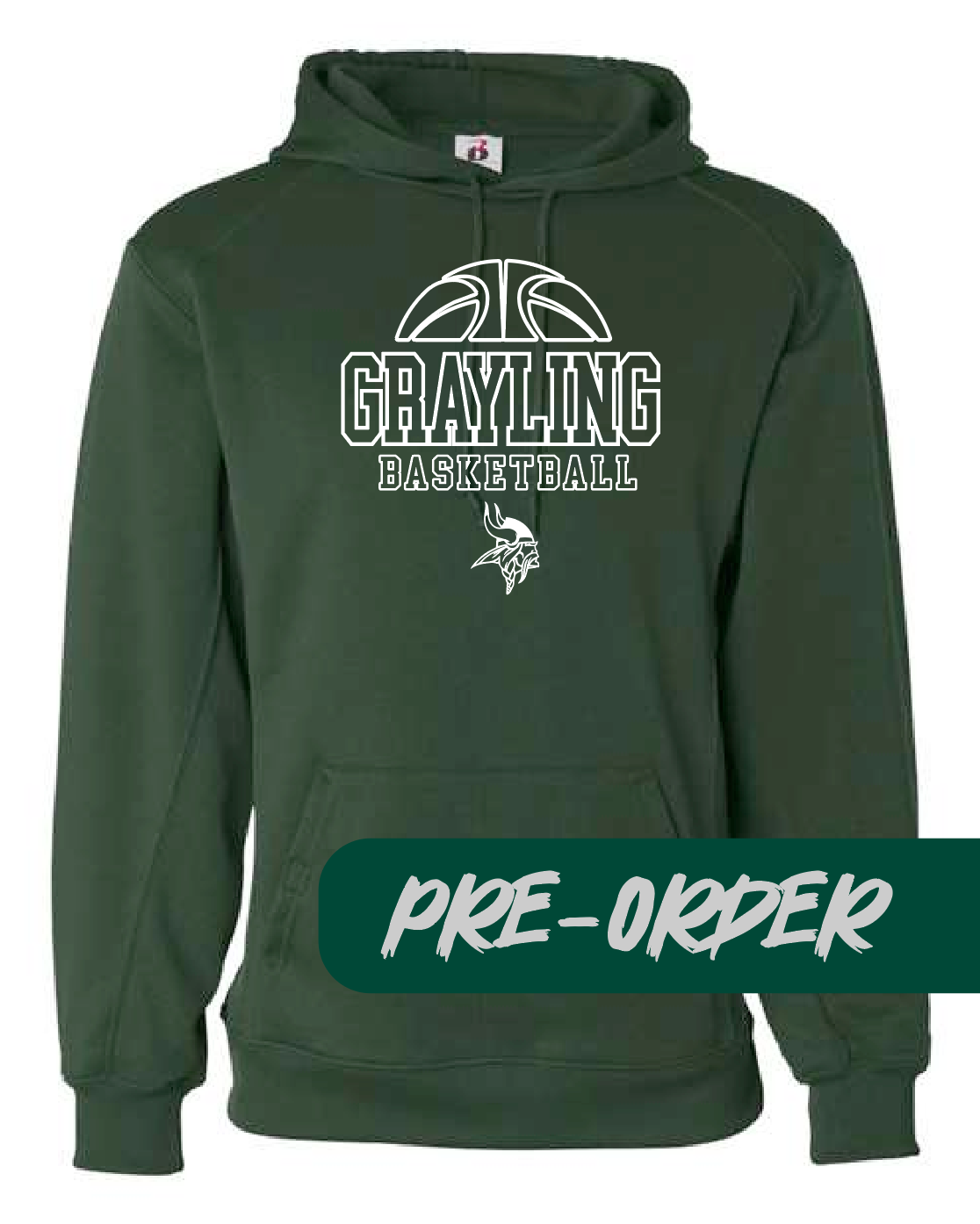 Grayling Boys Basketball - PRESALE - Polyester Hooded Fleece -  Forest - Design 2