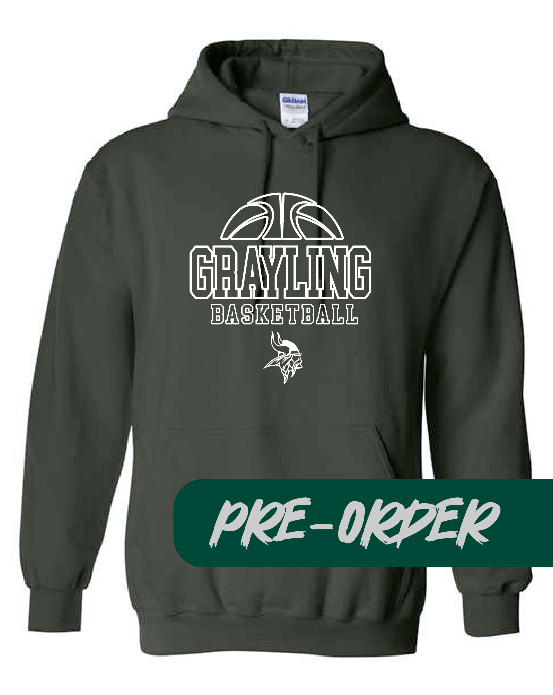 Grayling Boys Basketball - PRESALE - Cotton Hooded Fleece -  Forest - Design 2