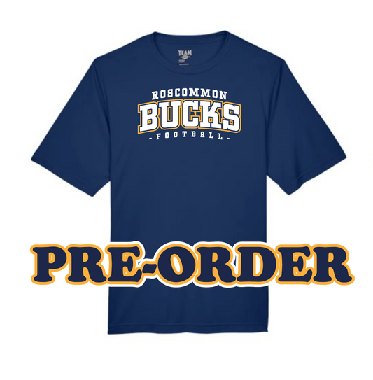 ROSCO FOOTBALL - PRE ORDER - POLYESTER WICKING TEE SHIRT - NAVY V1