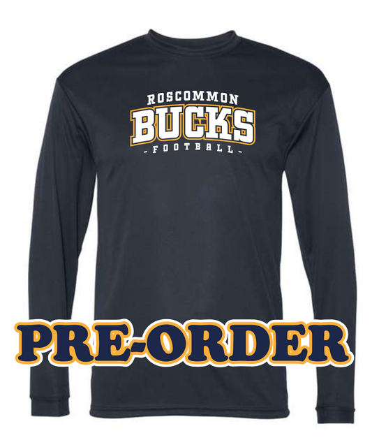 ROSCO FOOTBALL - PRE ORDER - POLYESTER WICKING LONG SLEEVE SHIRT - NAVY V1