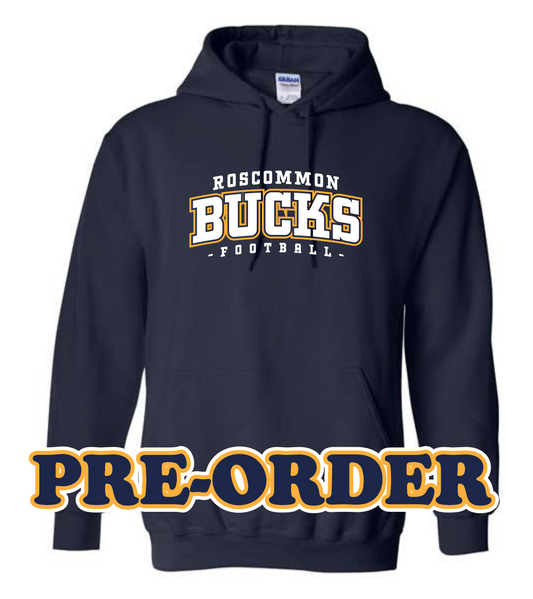 ROSCO FOOTBALL - PRE ORDER - HOODED FLEECE TEE SHIRT - NAVY V1