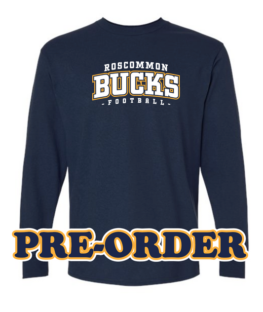 ROSCO FOOTBALL - PRE ORDER - LONG SLEEVE TEE SHIRT - NAVY V1