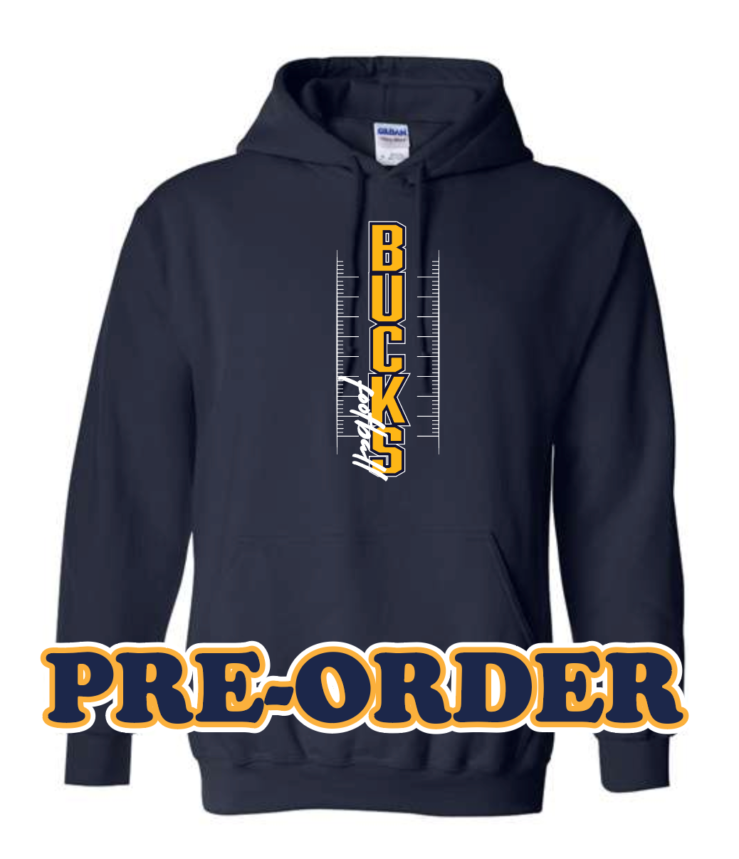 ROSCO FOOTBALL - PRE ORDER - HOODED FLEECE TEE SHIRT - NAVY V2