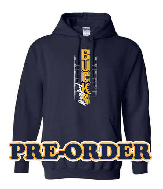 ROSCO FOOTBALL - PRE ORDER - HOODED FLEECE TEE SHIRT - NAVY V2
