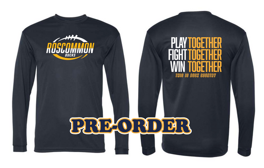 ROSCO FOOTBALL - PRE ORDER - POLYESTER WICKING LONG SLEEVE SHIRT - NAVY V3