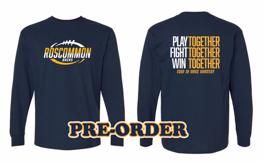 ROSCO FOOTBALL - PRE ORDER - LONG SLEEVE TEE SHIRT - NAVY V3