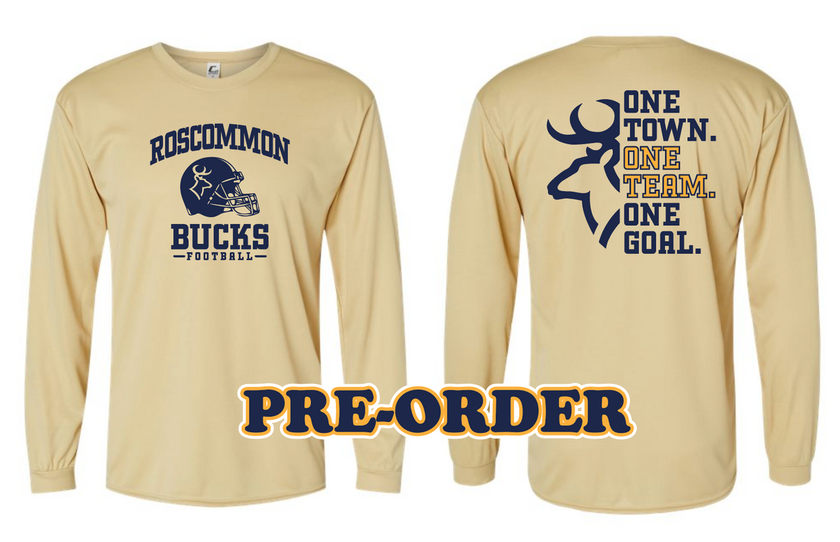 ROSCO FOOTBALL - PRE ORDER - POLYESTER WICKING LONG SLEEVE SHIRT - SAND