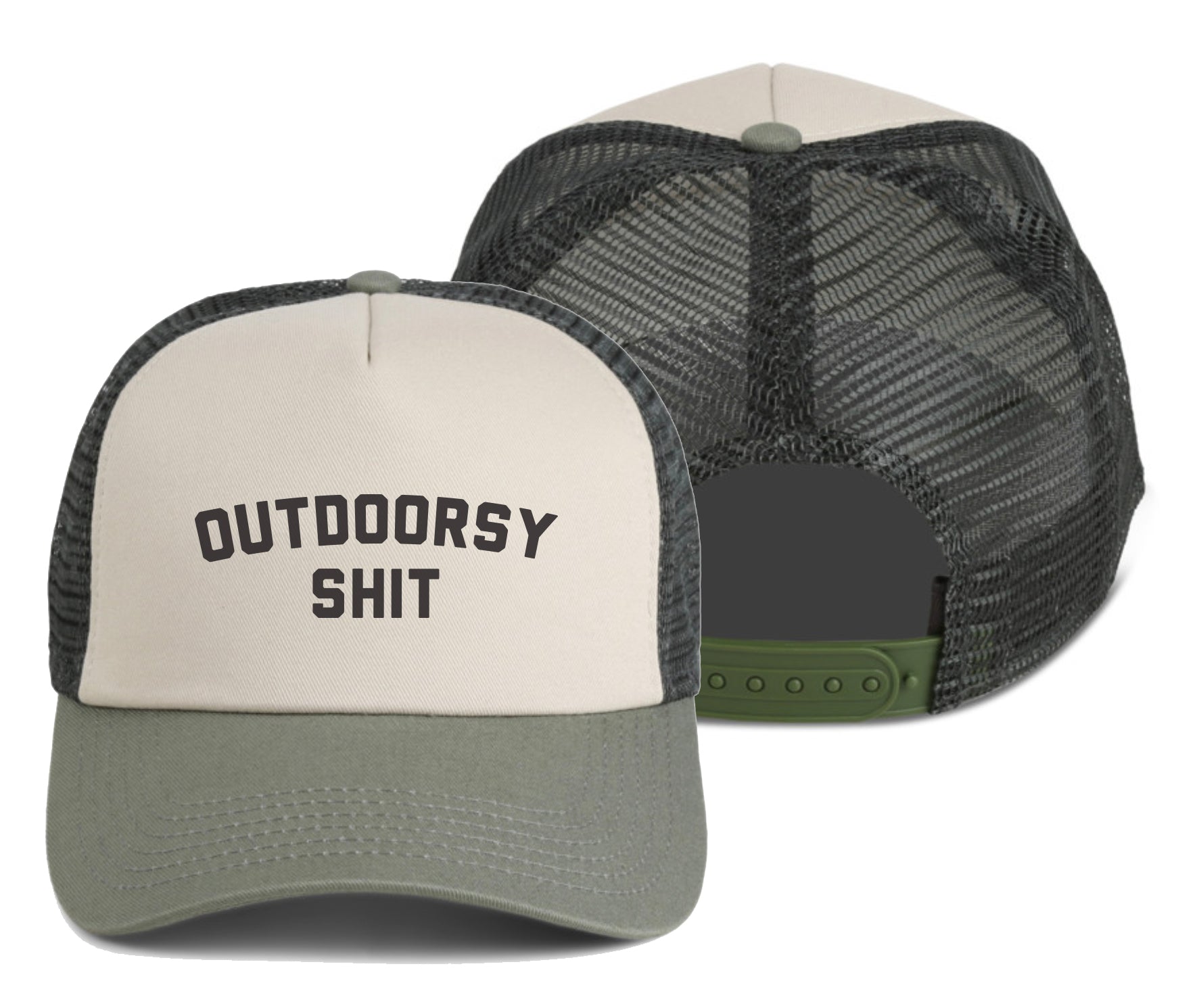 Outdoorsy Shit Snapback - Moss / Ivory